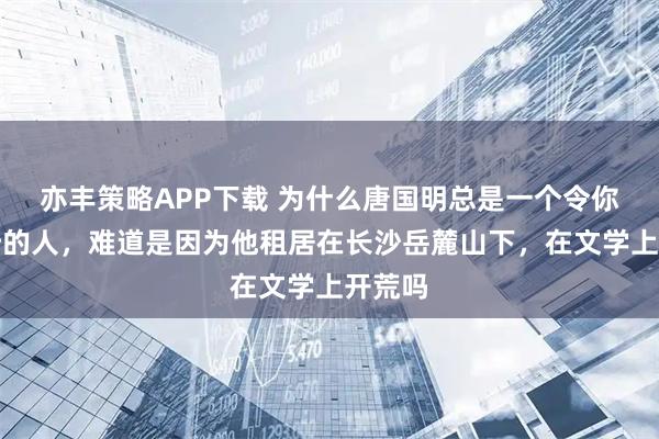 亦丰策略APP下载 为什么唐国明总是一个令你想打听的人，难道是因为他租居在长沙岳麓山下，在文学上开荒吗