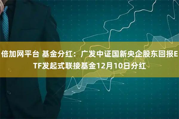 倍加网平台 基金分红：广发中证国新央企股东回报ETF发起式联接基金12月10日分红